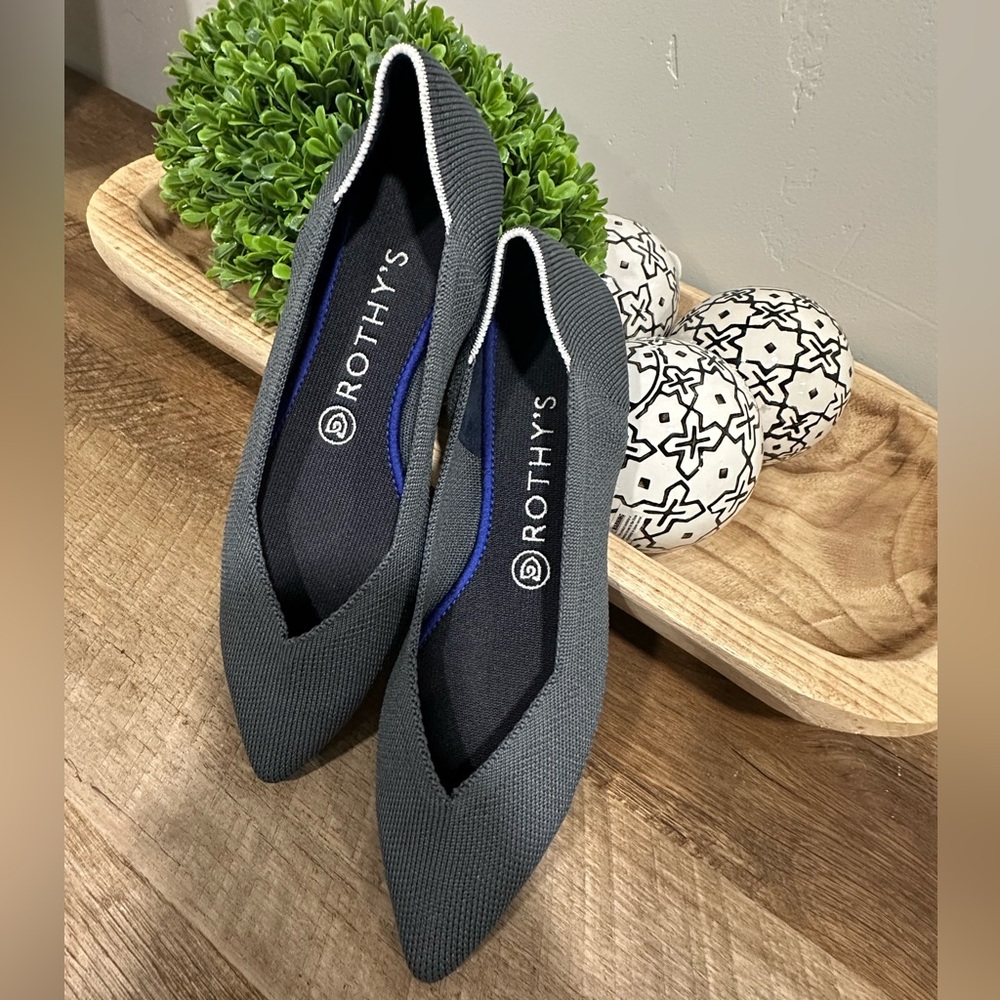 Rothy's Charcoal Pointed Flats Size W7.5